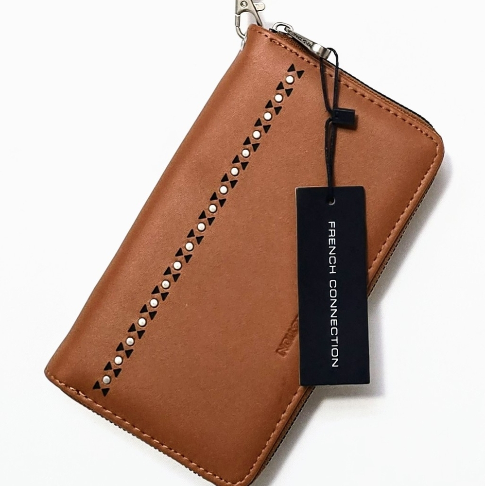 New French Connection Honey Bronze Camilla Studs Wallet/ Wristlet